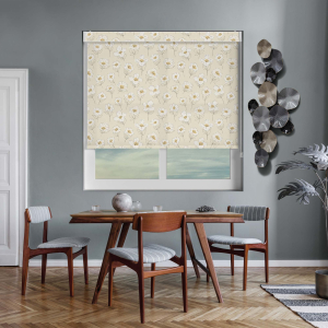 Evergreen Floral Yellow Electric No Drill Roller Blinds