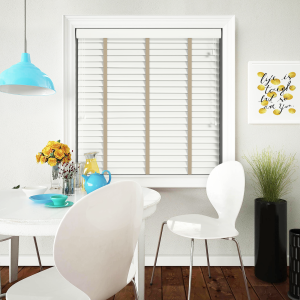 Glacier White with Canvas Tape Wood Venetian Blinds
