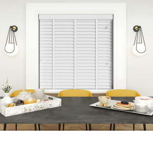 Gloss Pure White with Cotton Tape Wood Venetian Blinds