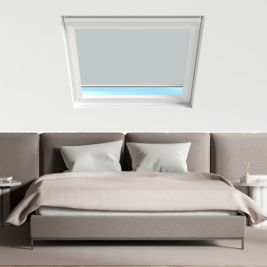 Light Grey Balio Roof Window Blinds White Frame