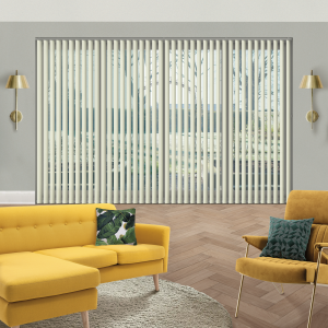 Luxe Calico Vertical Blinds Open