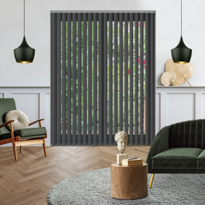 Luxe Charcoal Vertical Blinds Open