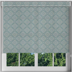 Morocco Smokey Blue Electric No Drill Roller Blinds Frame