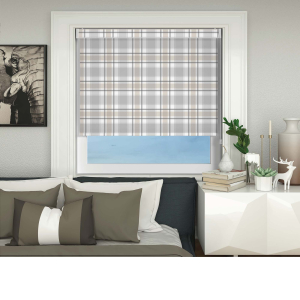 Patchwork Beige Electric No Drill Roller Blinds