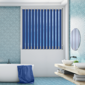 Shower Safe Imperial Blue Replacement Vertical Blind Slats Open