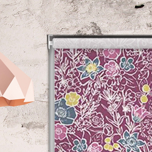 Sketch Floral Raspberry Electric Roller Blinds Product Detail