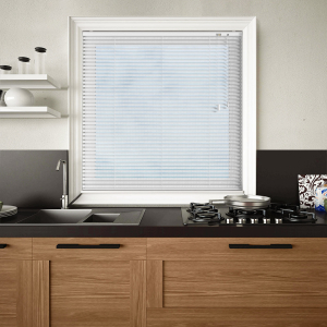 White Perforated Venetian Blinds Open
