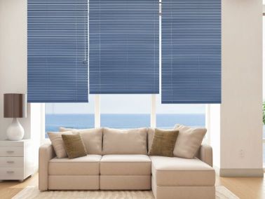 blue venetian blinds 