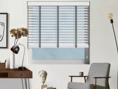 White and grey blinds 