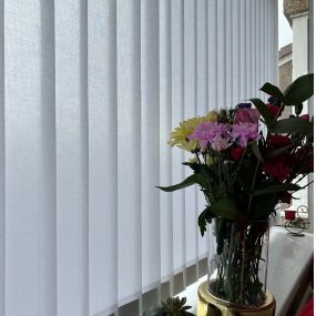 Voile White Vertical Blinds with sewn in weights