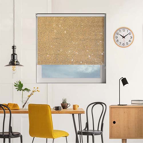 Gold glitter roller blind